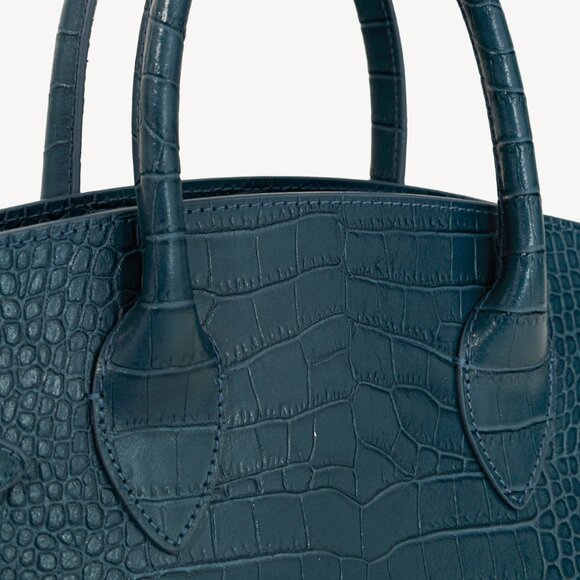 Teddy Blake Kate Croco 12" Blue Leather Tote - Picture 7 of 11